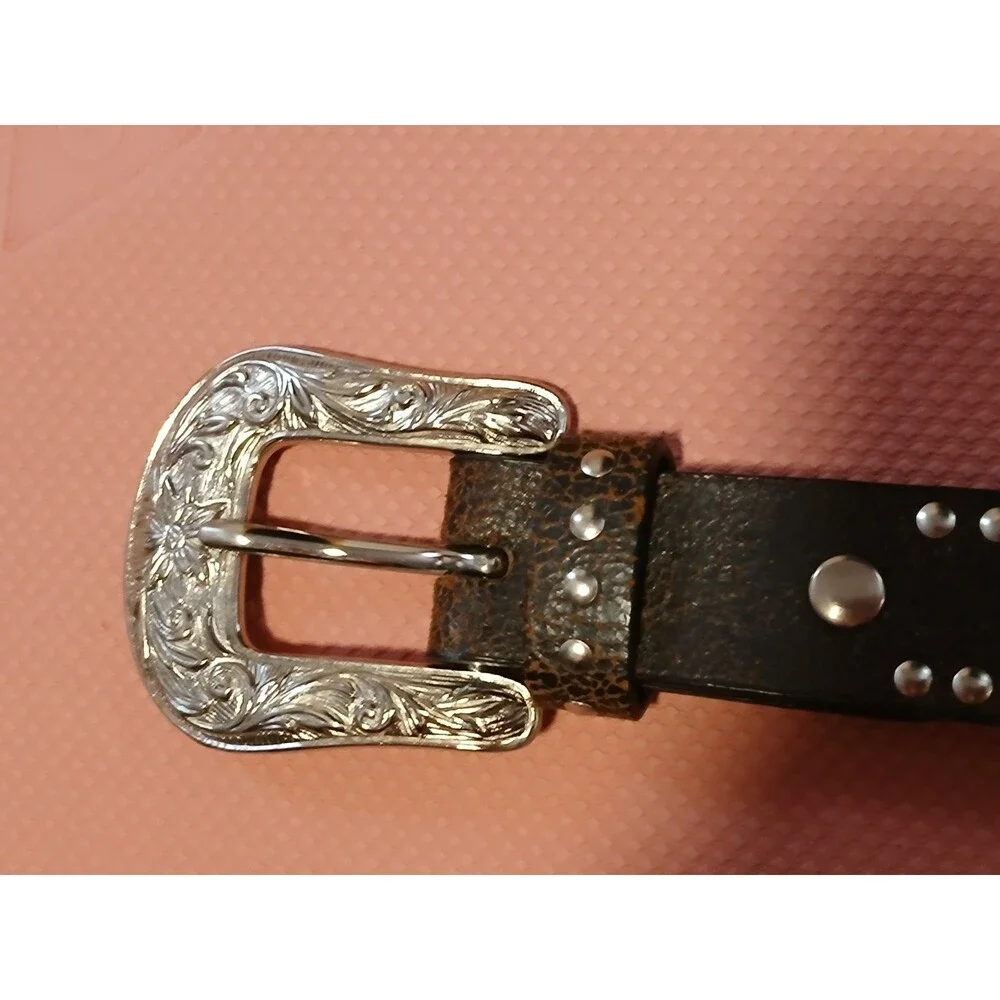 Nocona Girls Western Belt Pink Hearts, Crosses , Rhinestones Silver Buckle 22